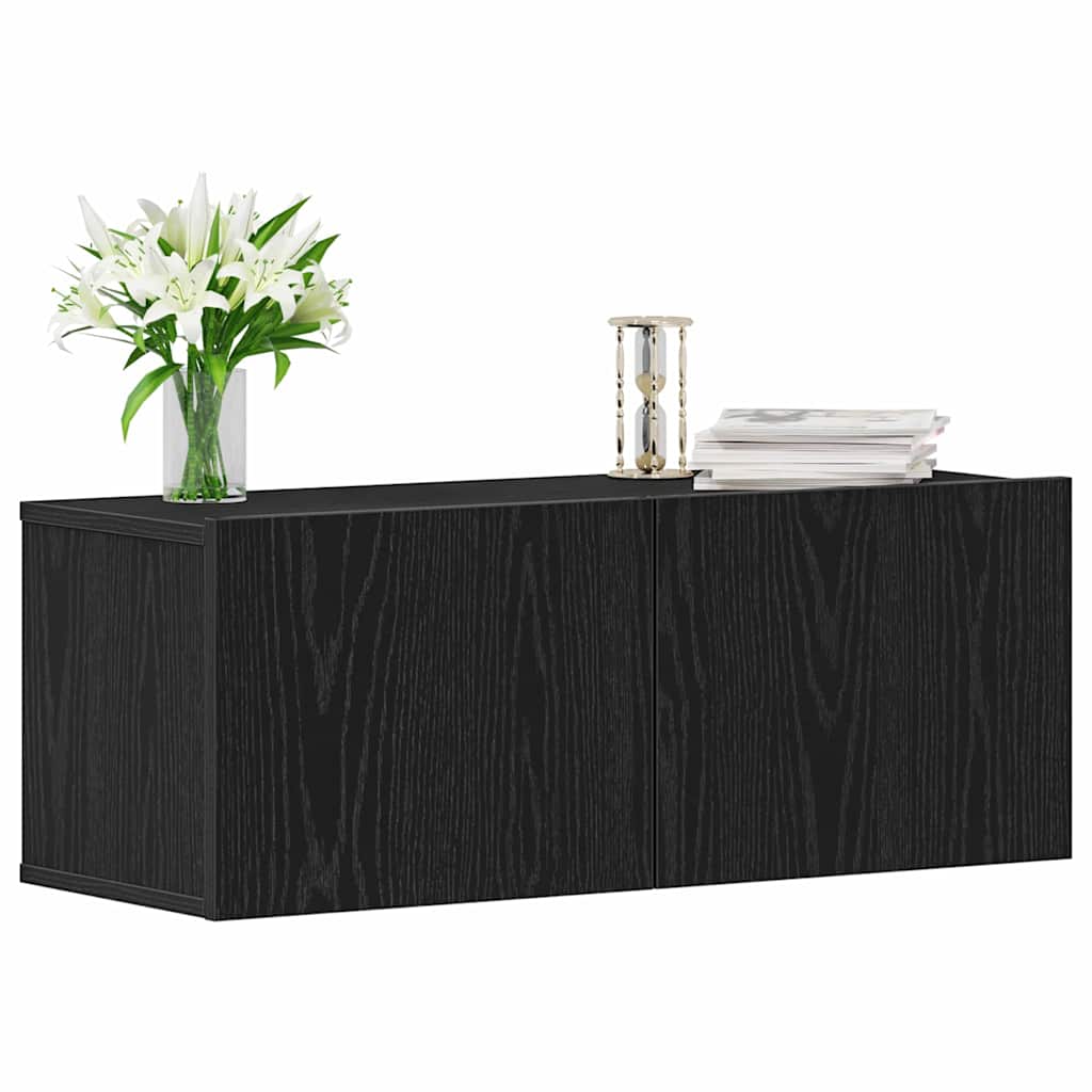 vidaXL Ντουλάπι TV 2 pcs Μαύρη Οξυά 80 x 30 x 30 εκ Επεξεργασμένο ξύλο