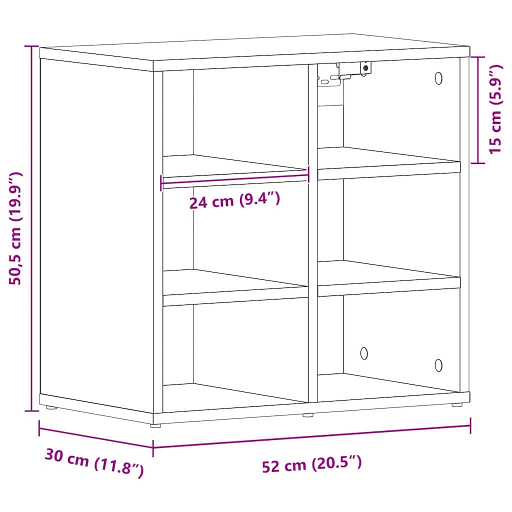 vidaXL Ντουλάπα Παπουτσιών με ράφι Μαύρη Οξυά 52 x 30 x 50,5 εκ.