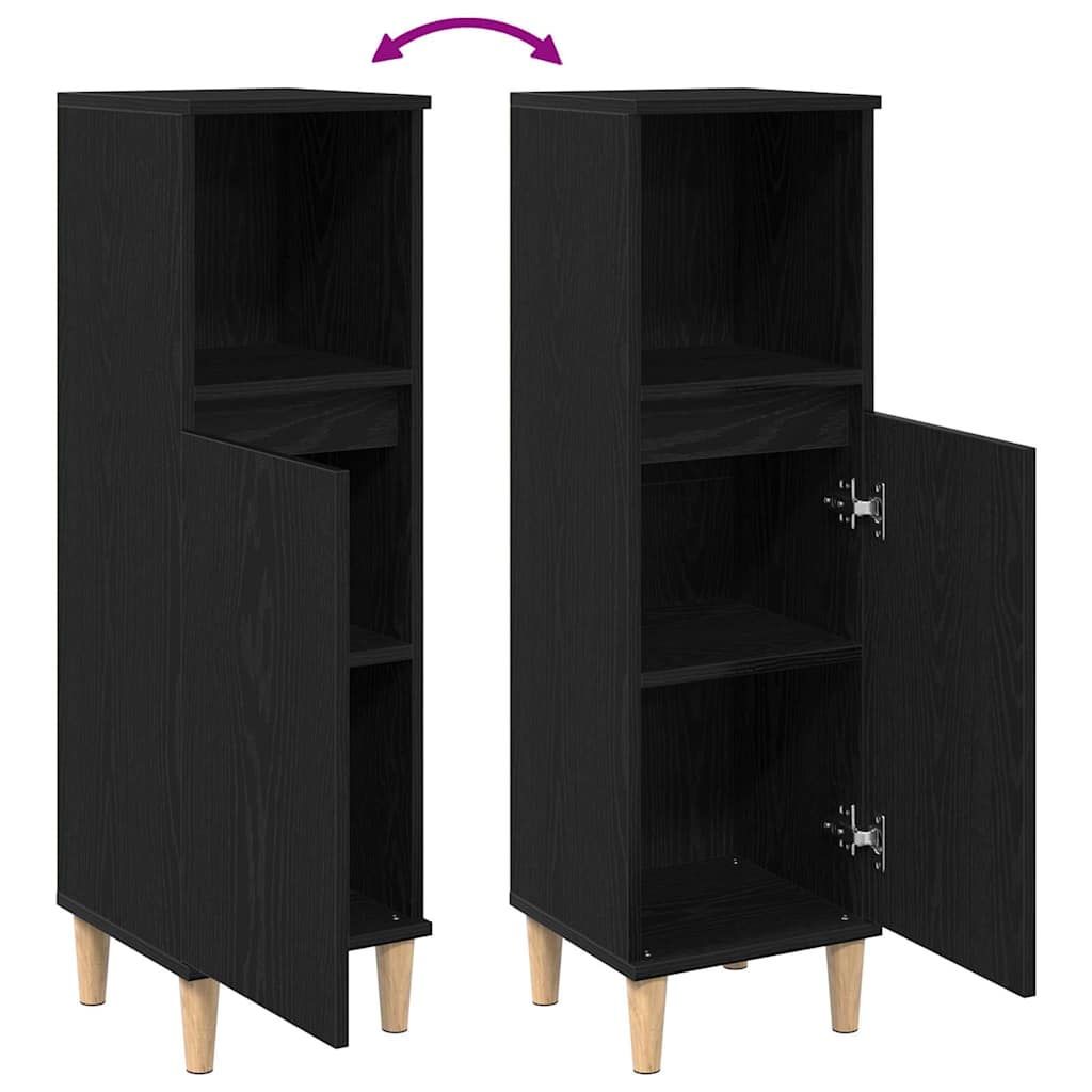 vidaXL Ντουλάπι Μπάνιου Μαύρη Οξυά 30 x 30 x 100 εκ Επεξεργασμένο ξύλο