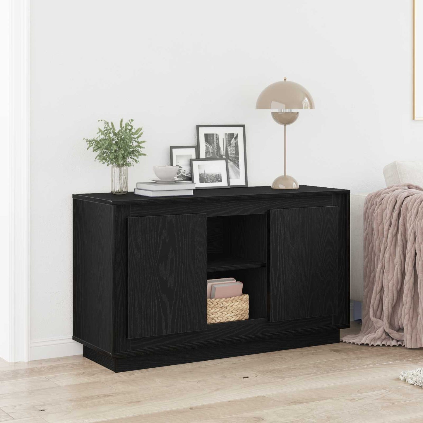 vidaXL Πλαϊνό γραφείο Μαύρη Οξυά 102 x 35 x 60 εκ Επεξεργασμένο ξύλο