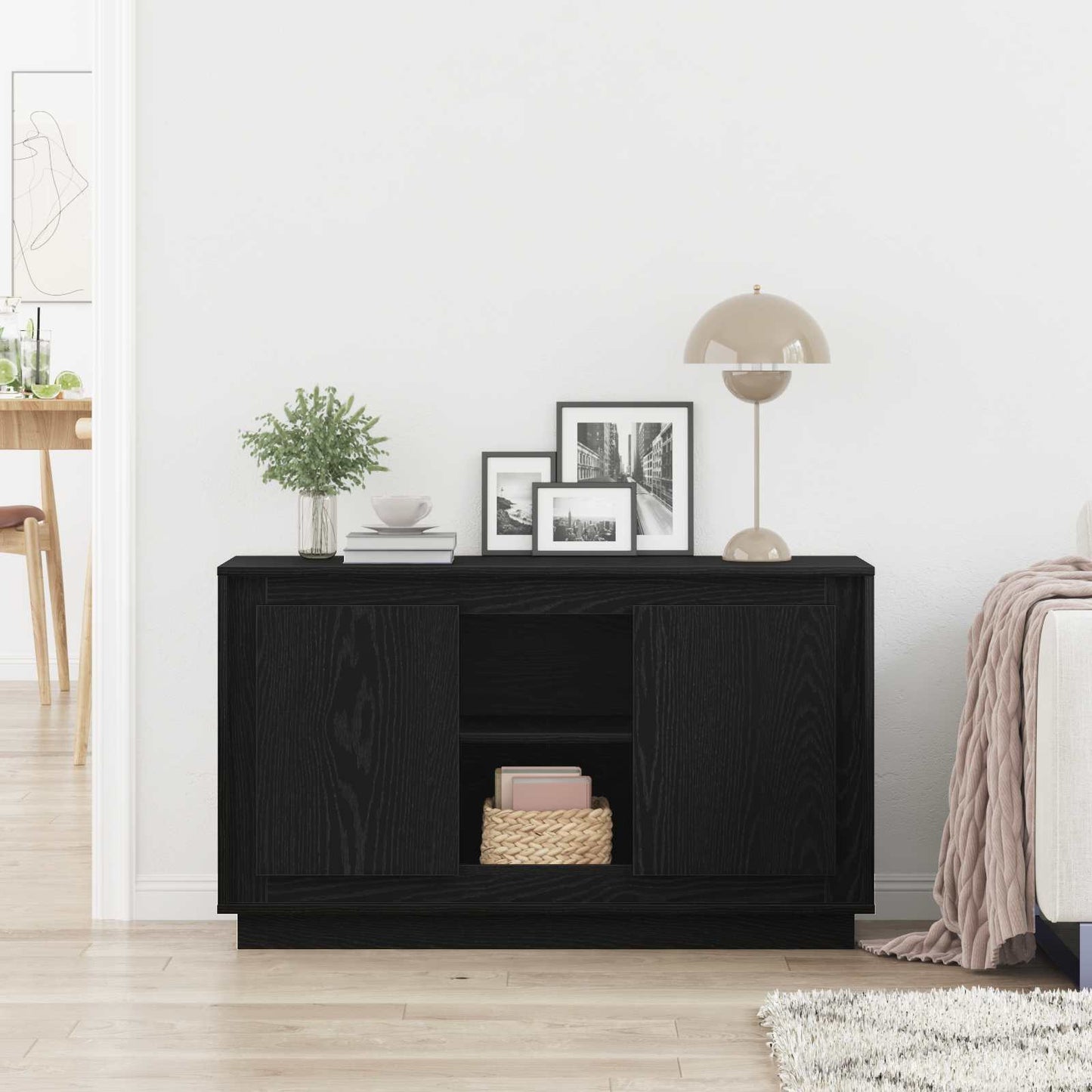 vidaXL Πλαϊνό γραφείο Μαύρη Οξυά 102 x 35 x 60 εκ Επεξεργασμένο ξύλο