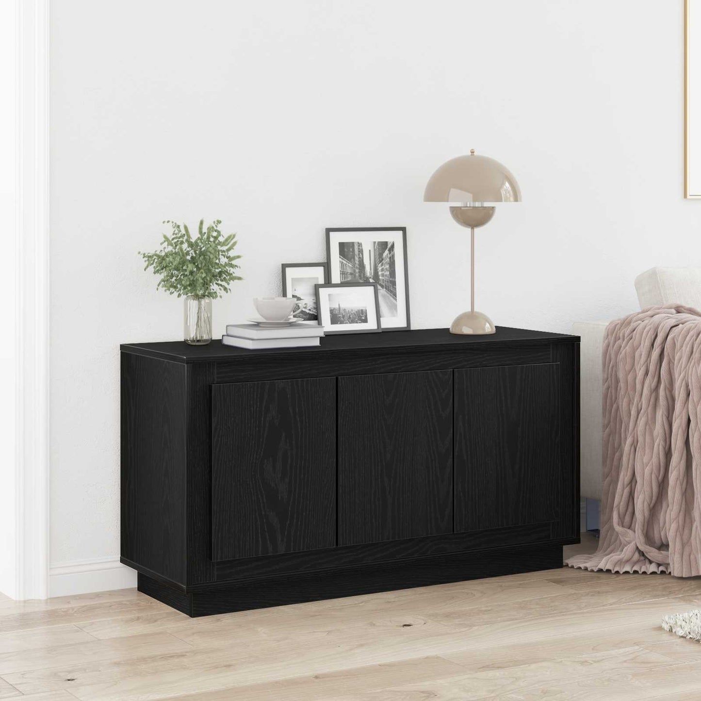 vidaXL Πλαϊνό γραφείο Μαύρη Οξυά 102 x 35 x 55 εκ. Επεξεργασμένο ξύλο