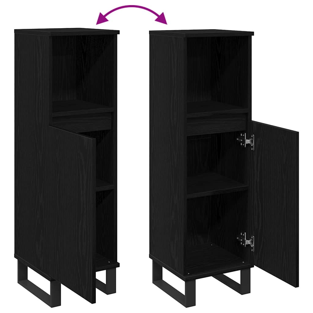 vidaXL Ντουλάπι Μπάνιου Μαύρη δρυς 30 x 30 x 100 εκ Επεξεργασμένο ξύλο