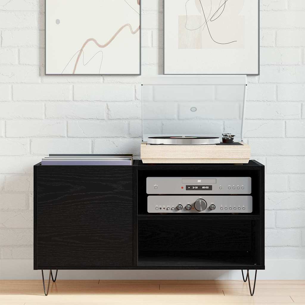 vidaXL Ντουλάπι δίσκων βινυλίου Μαύρη Οξυά 85 x 38 x 48 εκ