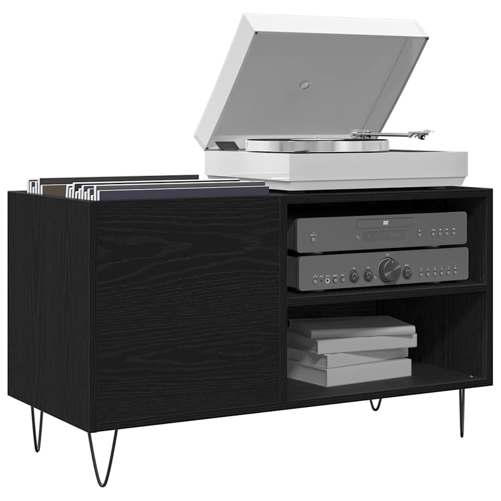 vidaXL Ντουλάπι δίσκων βινυλίου Μαύρη Οξυά 85 x 38 x 48 εκ