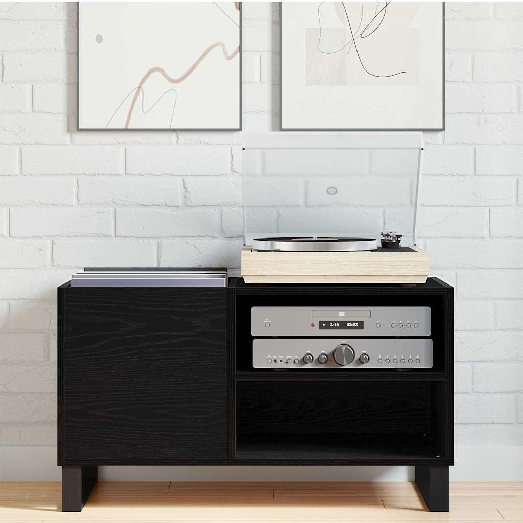 vidaXL Ντουλάπι δίσκων βινυλίου Μαύρη Οξυά 85 x 38 x 48 εκ