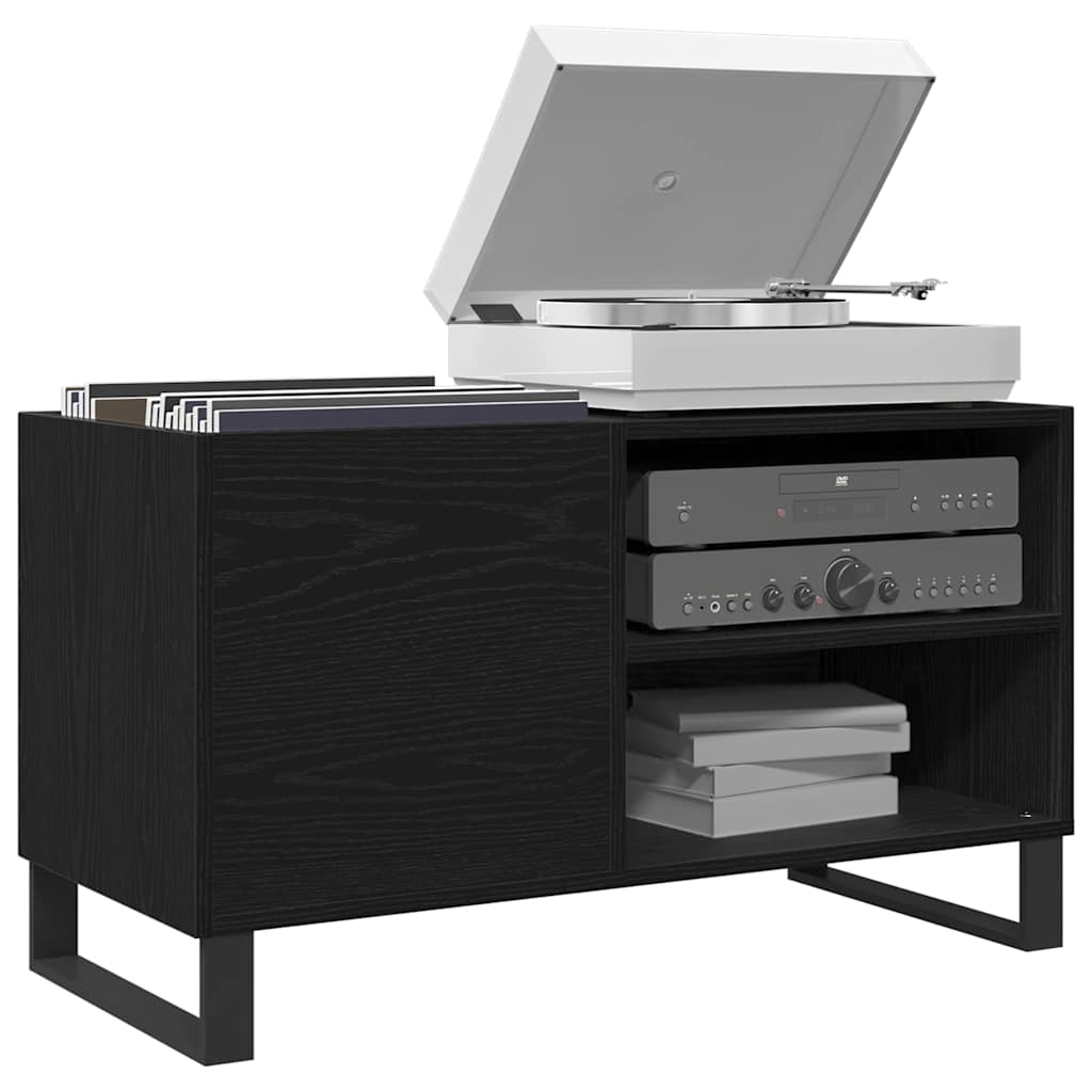 vidaXL Ντουλάπι δίσκων βινυλίου Μαύρη Οξυά 85 x 38 x 48 εκ