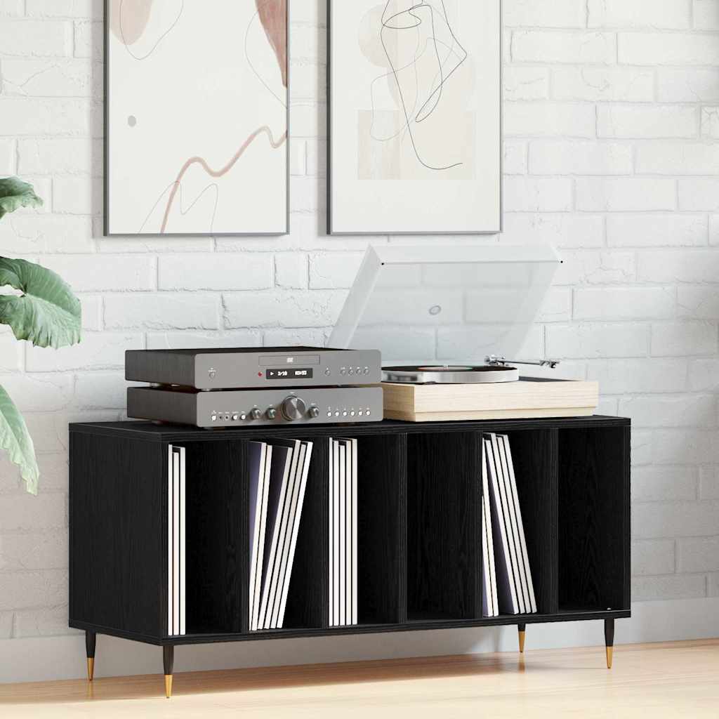 vidaXL Ντουλάπι δίσκων βινυλίου Μαύρη Οξυά 100 x 38 x 48 εκ.