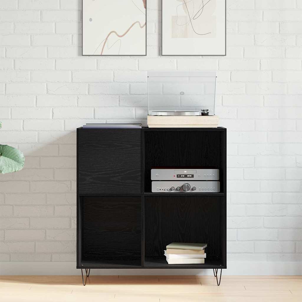 vidaXL Ντουλάπι δίσκων βινυλίου Μαύρη Οξυά 85 x 38 x 89 εκ.