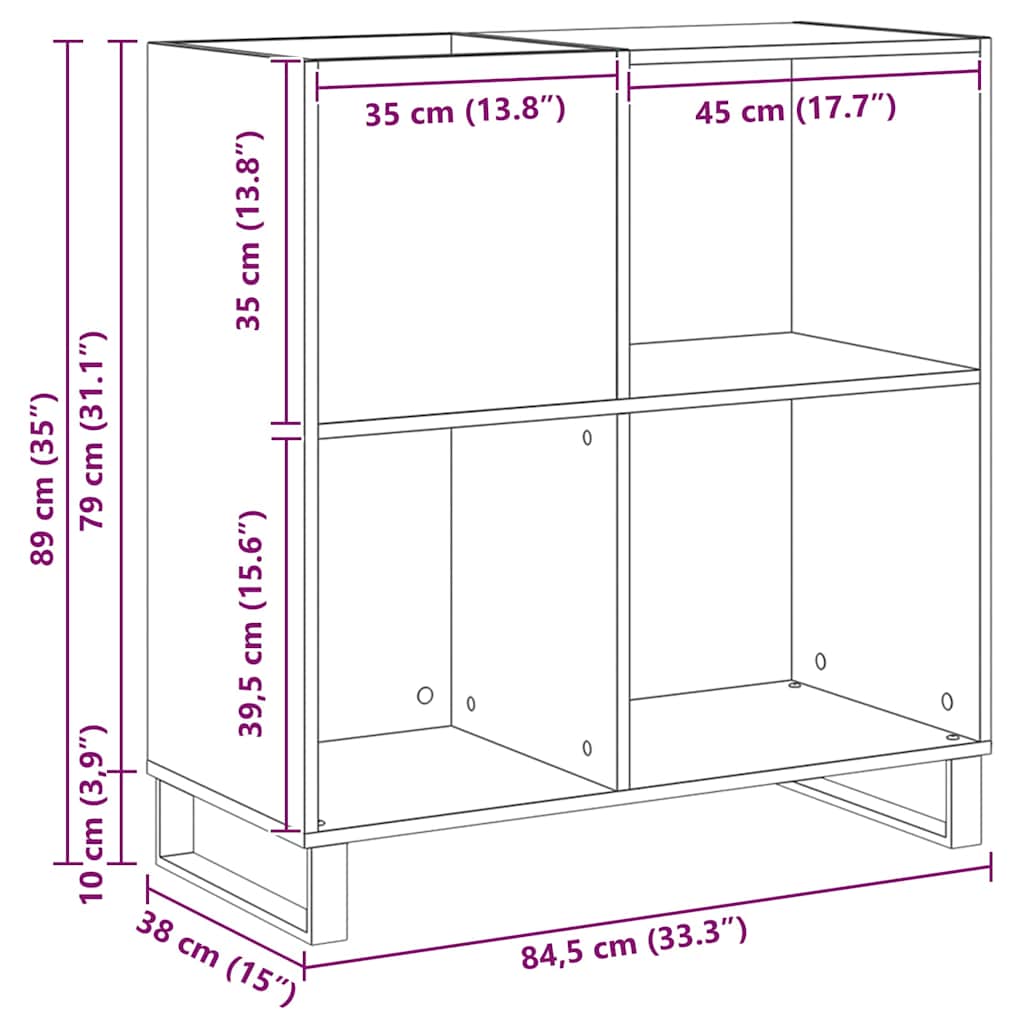 vidaXL Ντουλάπι δίσκων βινυλίου Παλαιό ξύλο 84,5 x 38 x 89 εκ