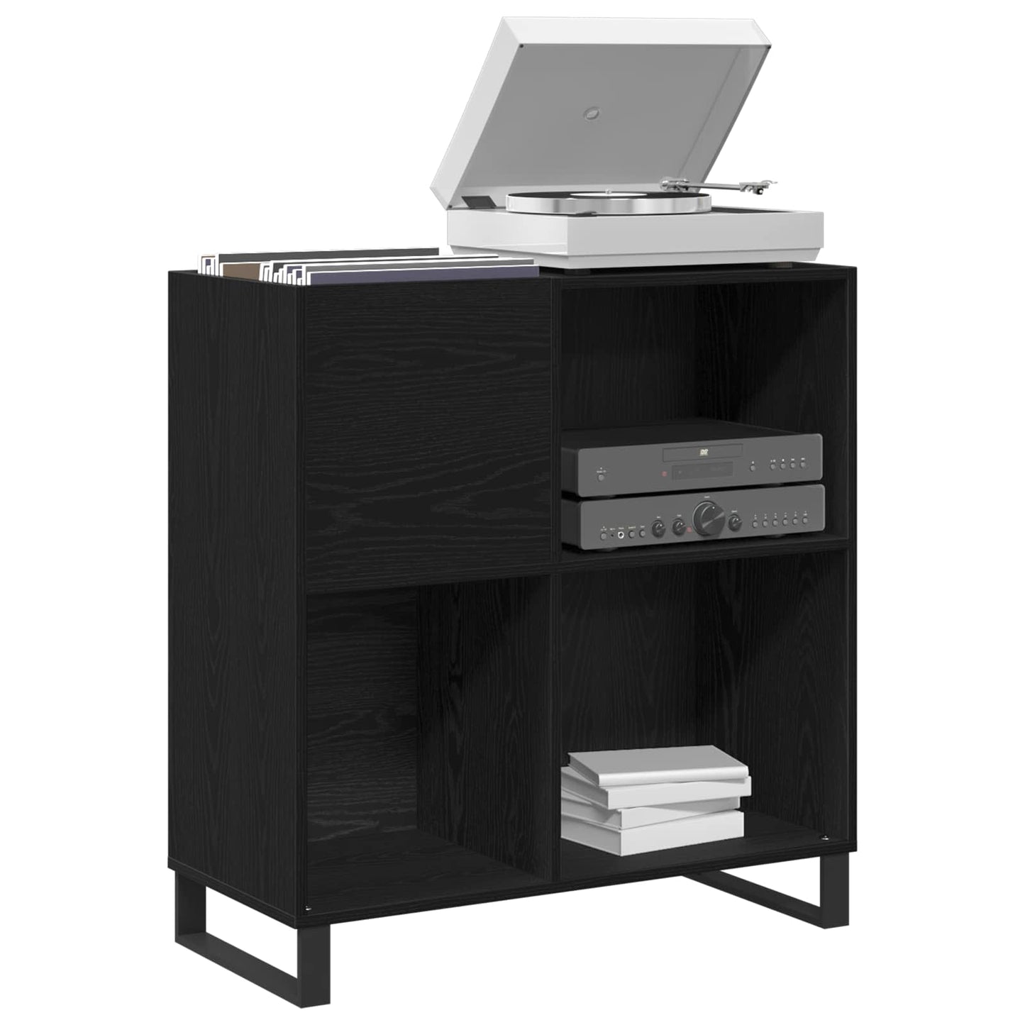 vidaXL Ντουλάπι δίσκων βινυλίου Μαύρη Οξυά 84,5 x 38 x 89 εκ