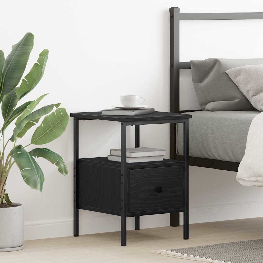 vidaXL Κομοδίνο με συρτάρι Μαύρη δρυς 34 x 36 x 50 εκ