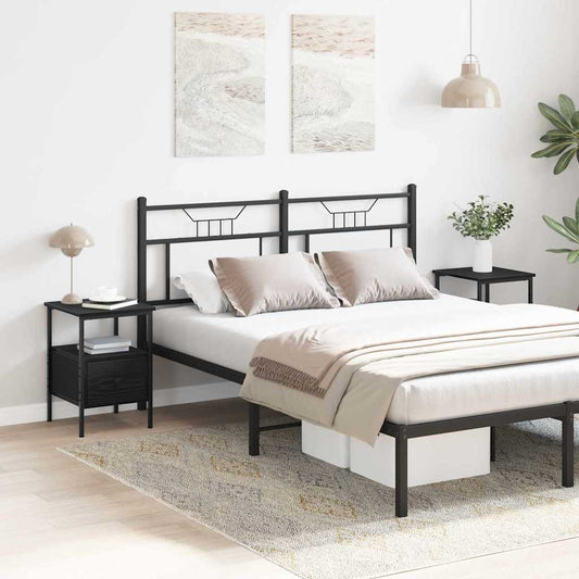 vidaXL Κομοδίνο με συρτάρι 2 pcs Μαύρη δρυς 34 x 36 x 50 εκ