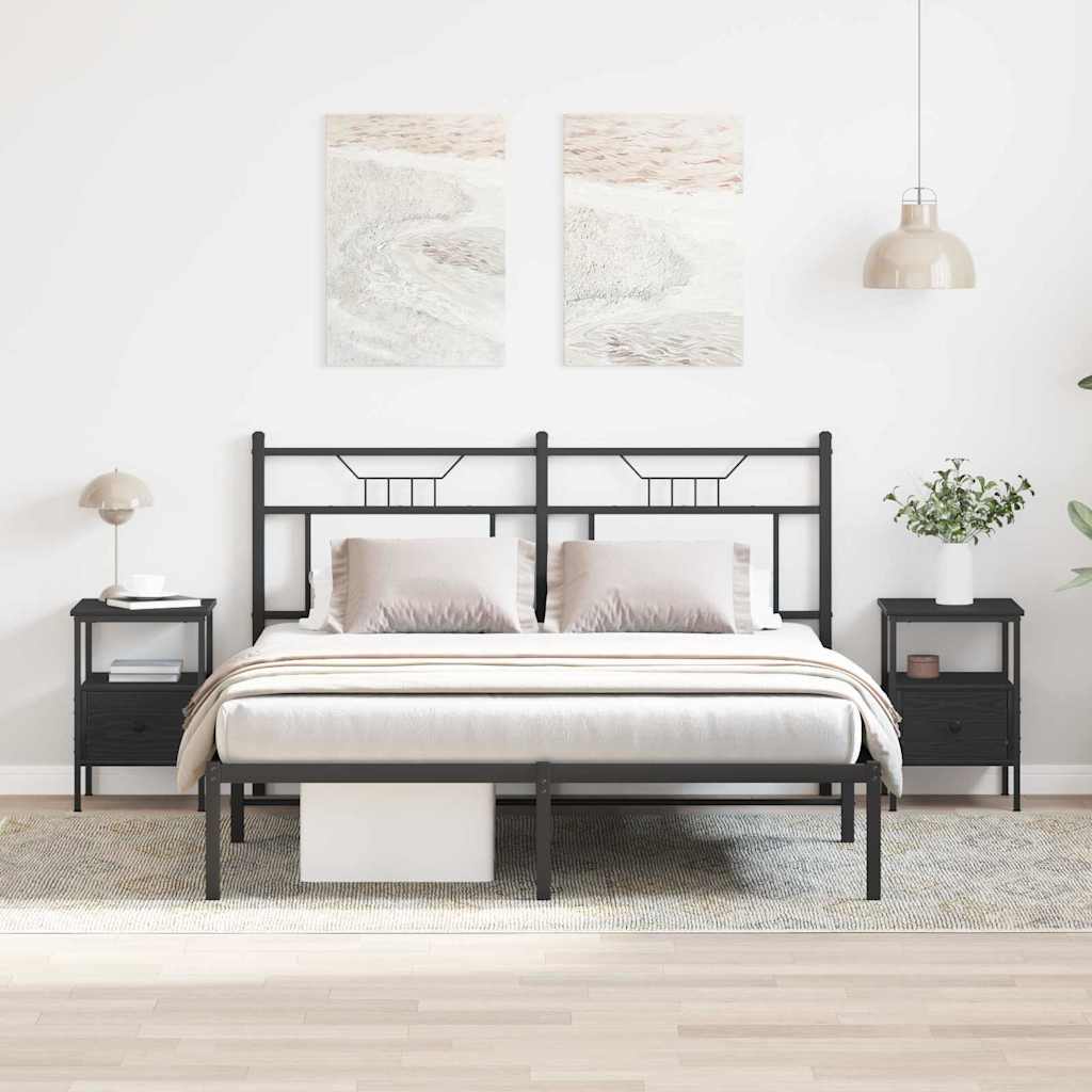 vidaXL Κομοδίνο με συρτάρι 2 pcs Μαύρη δρυς 34 x 36 x 50 εκ