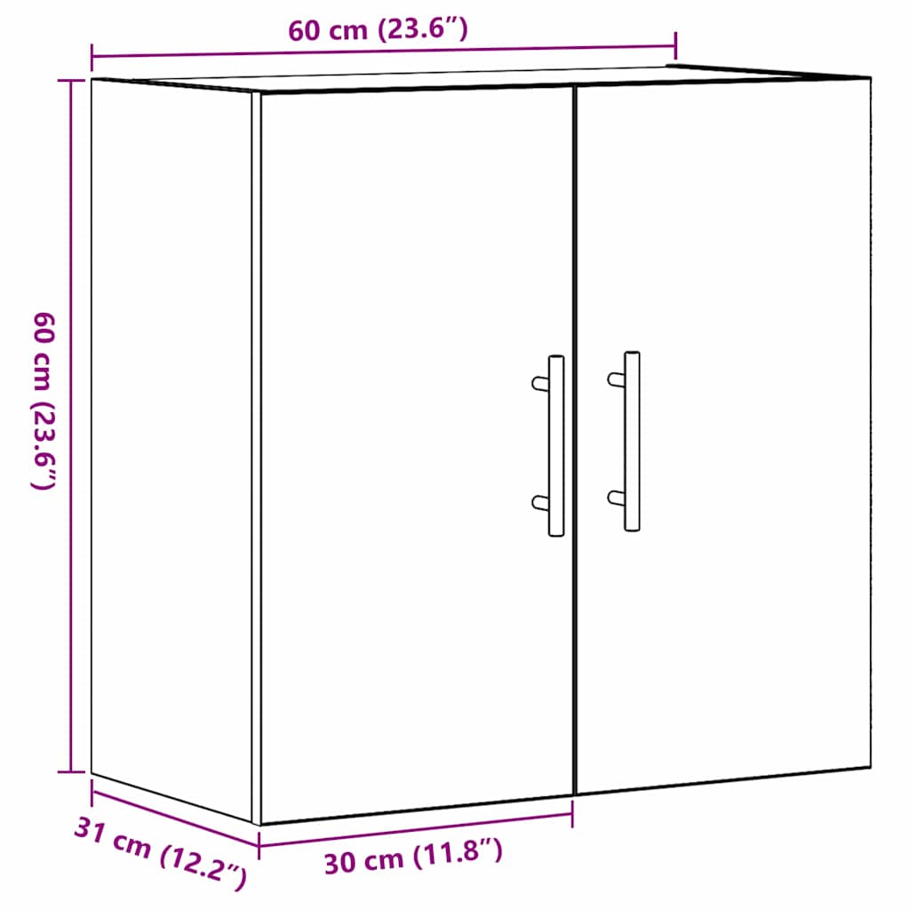 vidaXL Ντουλάπα Τοίχου Μαύρη δρυς 60 x 31 x 70 εκ Επεξεργασμένο ξύλο
