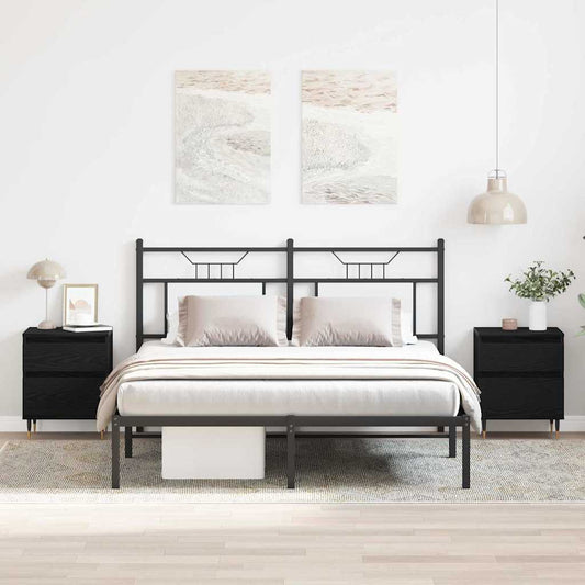 vidaXL Κομοδίνο 2 pcs Μαύρη Οξυά 40 x 35 x 50 εκ. Επεξεργασμένο ξύλο