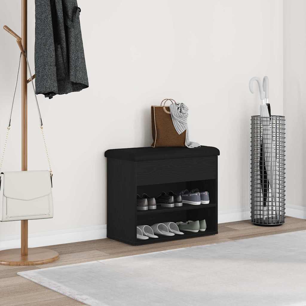 vidaXL Πάγκος για παπούτσια Μαύρο 60 x 30 x 48 εκ. Επεξεργασμένο ξύλο
