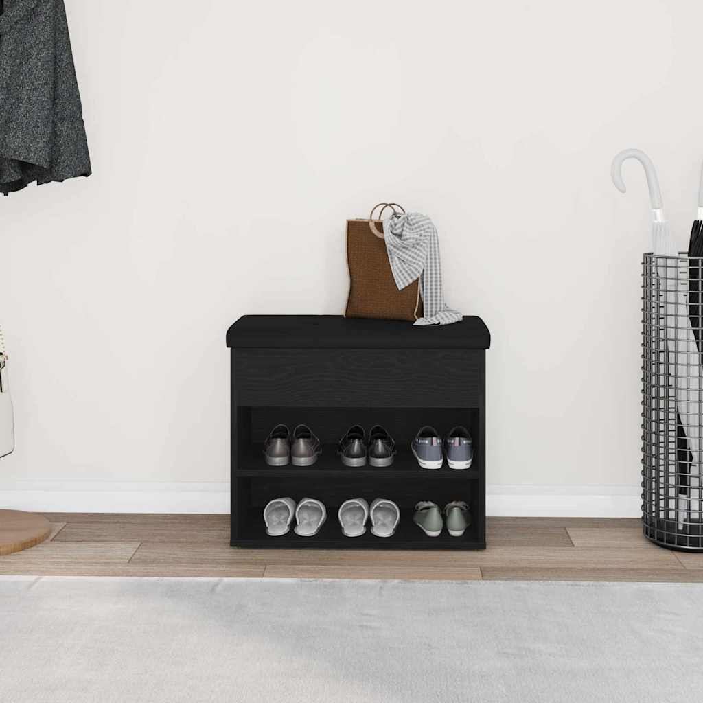 vidaXL Πάγκος για παπούτσια Μαύρο 60 x 30 x 48 εκ. Επεξεργασμένο ξύλο