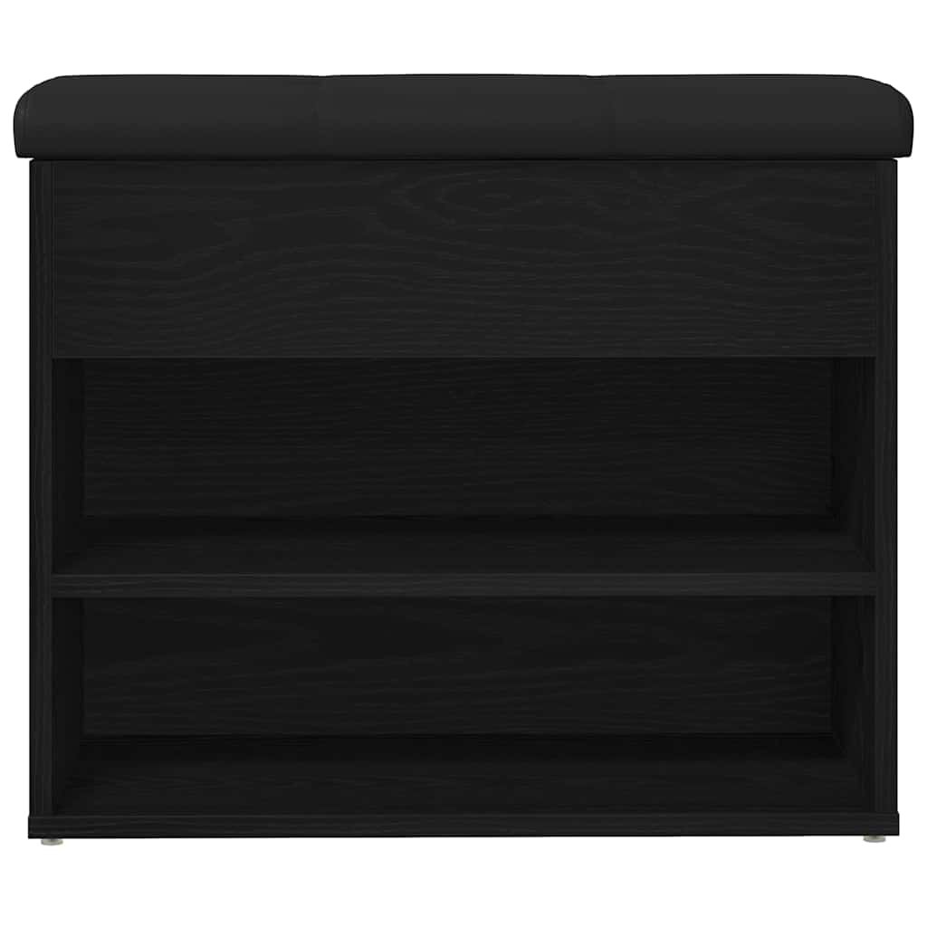 vidaXL Πάγκος για παπούτσια Μαύρο 60 x 30 x 48 εκ. Επεξεργασμένο ξύλο