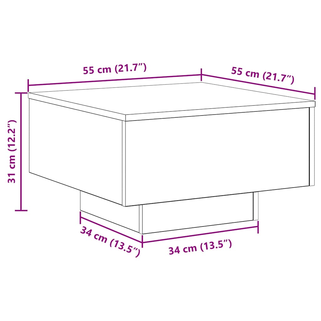 vidaXL Τραπεζάκι σαλονιού Μαύρη δρυς 55 x 55 x 31 cm
