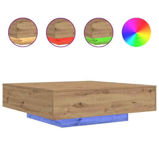 vidaXL Τραπέζι Καφέ με LED Λωρίδες Φωτός Artisan Δρυς