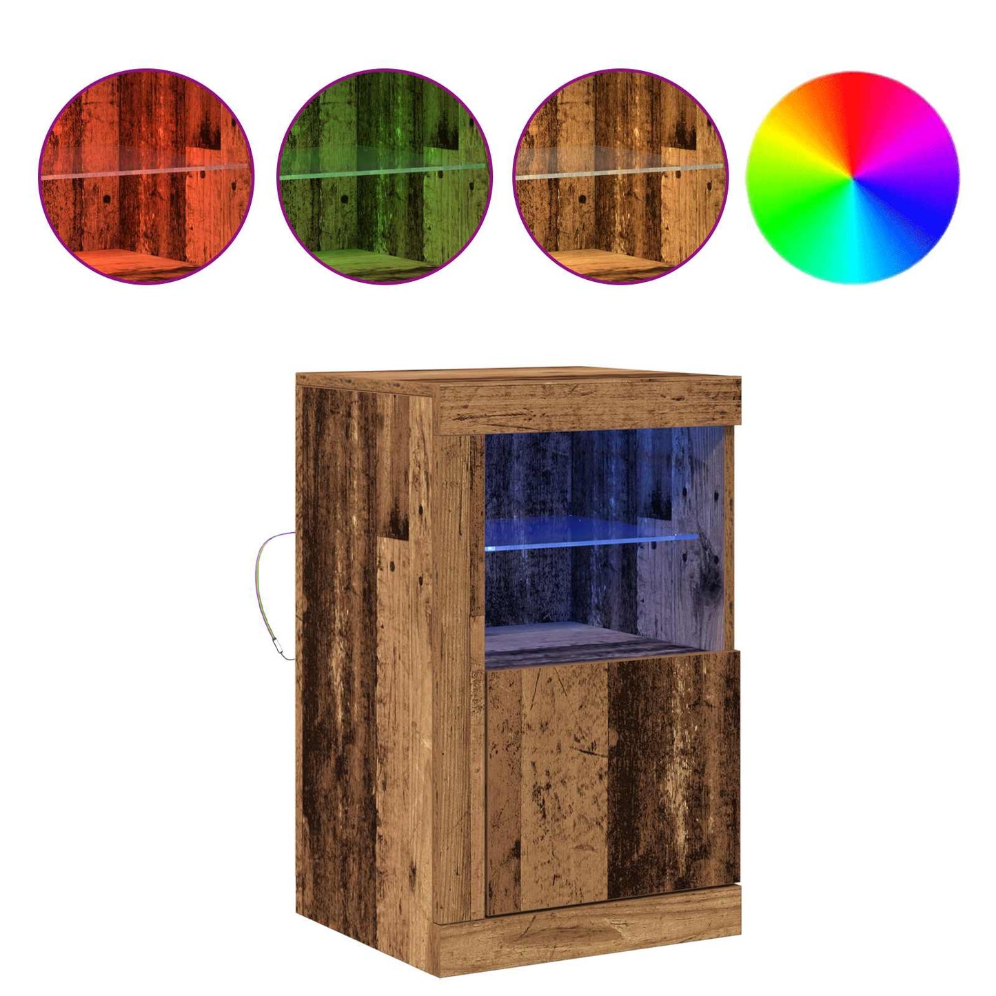 vidaXL Πλευρικό Τραπέζι LED 41 x 37 x 67 εκ Επεξεργασμένο Ξύλο