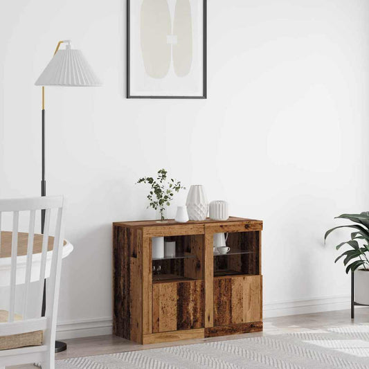 vidaXL Βοηθητικό ντουλάπι 2 pcs Παλαιό ξύλο 41 x 37 x 67 εκ