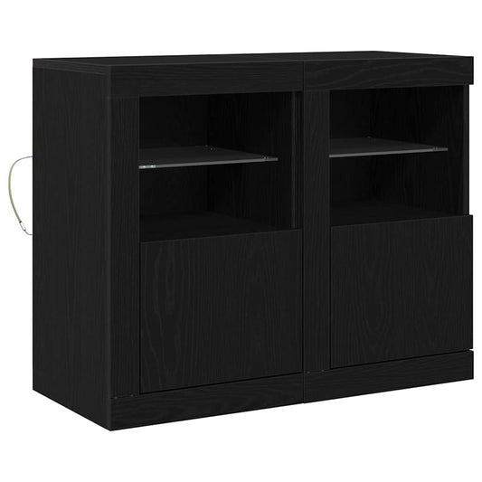 vidaXL Βοηθητικό ντουλάπι 2 pcs Μαύρη δρυς 41 x 37 x 67 εκ