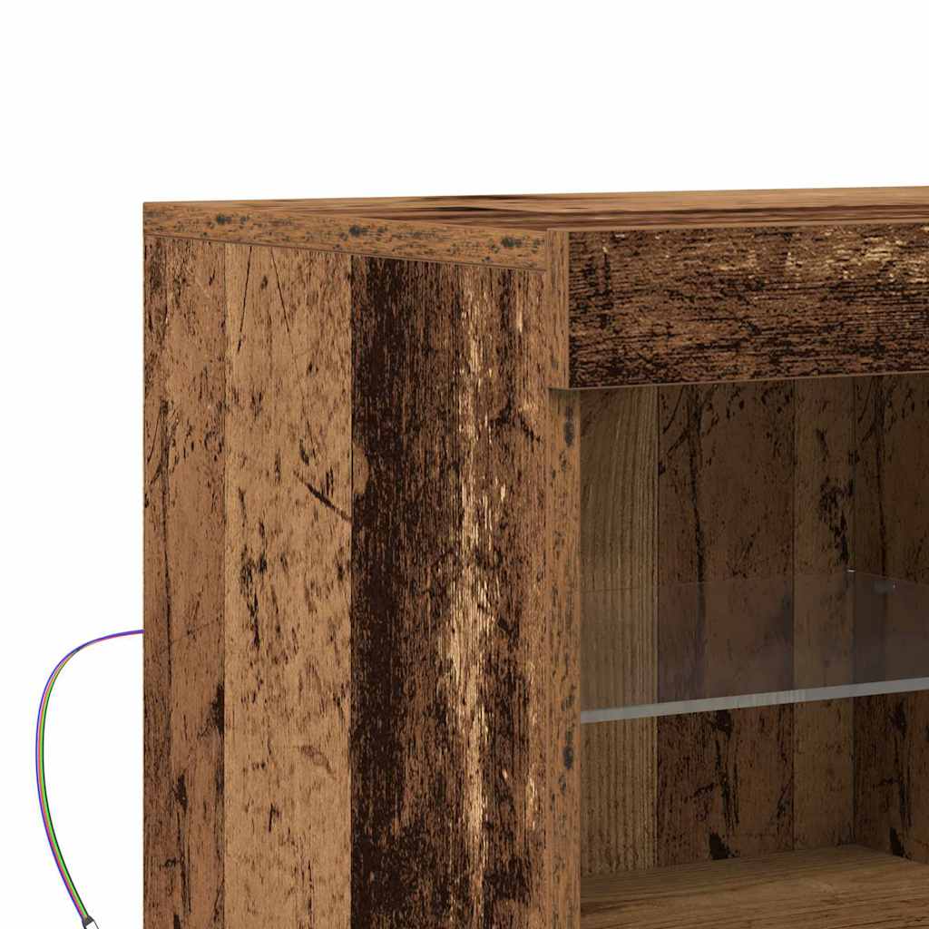 vidaXL Πλευρικό Τραπέζι LED Καφέ 81 x 37 x 66,5 εκ. Επεξεργασμένο ξύλο