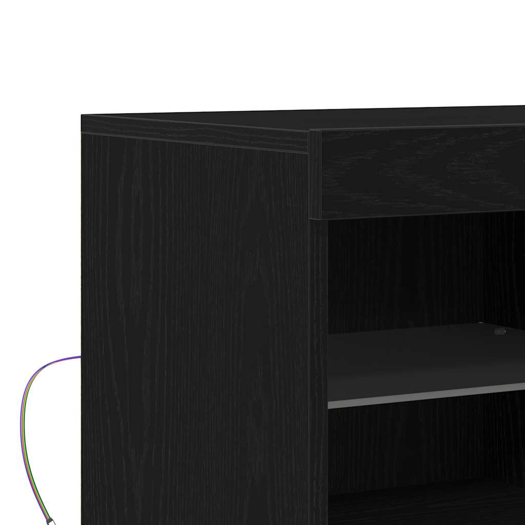 vidaXL Πλευρικό Τραπέζι LED Μαύρο 81 x 37 x 66,5 εκ.