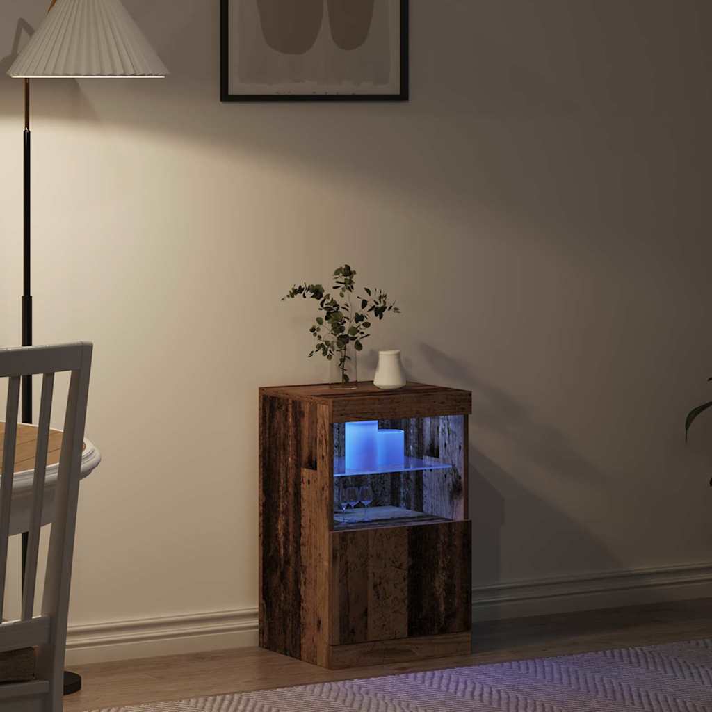 vidaXL Πλευρικό Τραπέζι LED Παλιό ξύλο 41 x 37 x 67 εκ