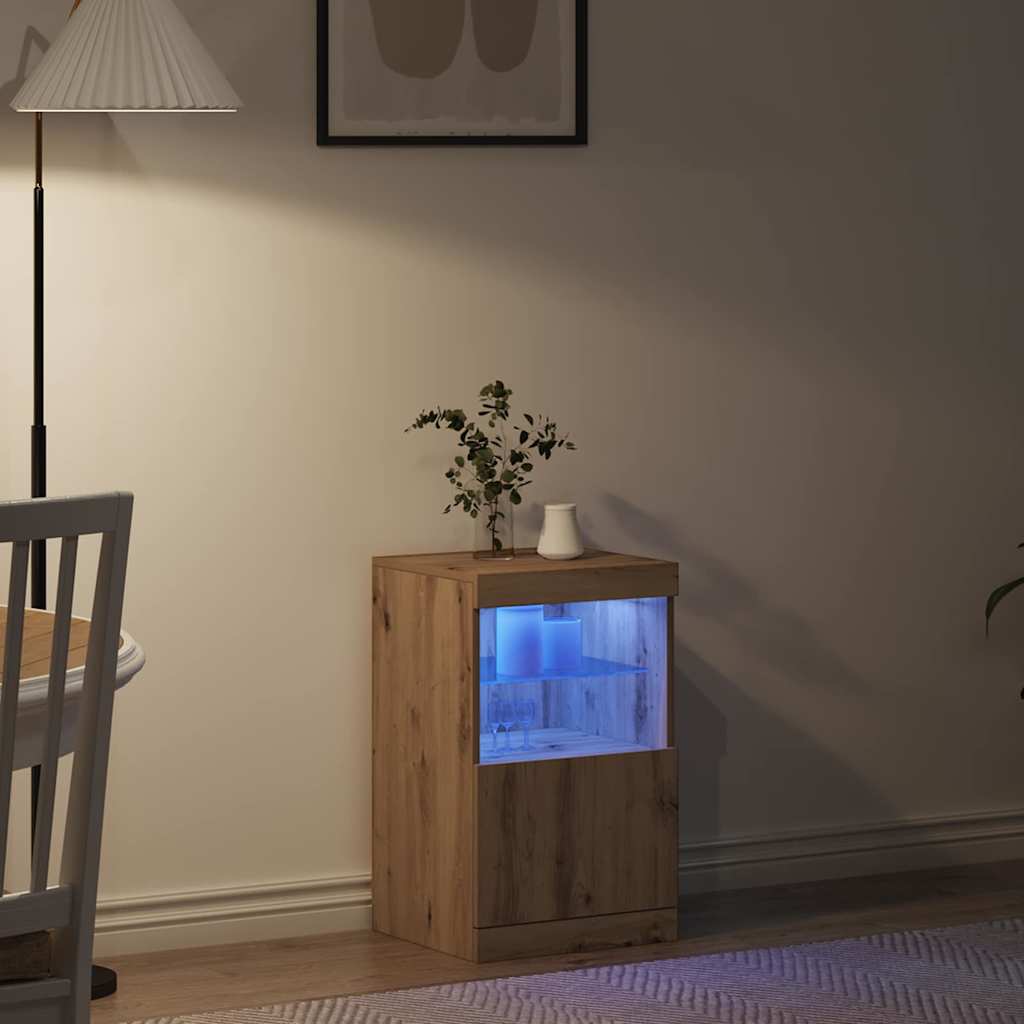 vidaXL Πλευρικό Τραπέζι LED Artisan Oak 41 x 37 x 67 εκ