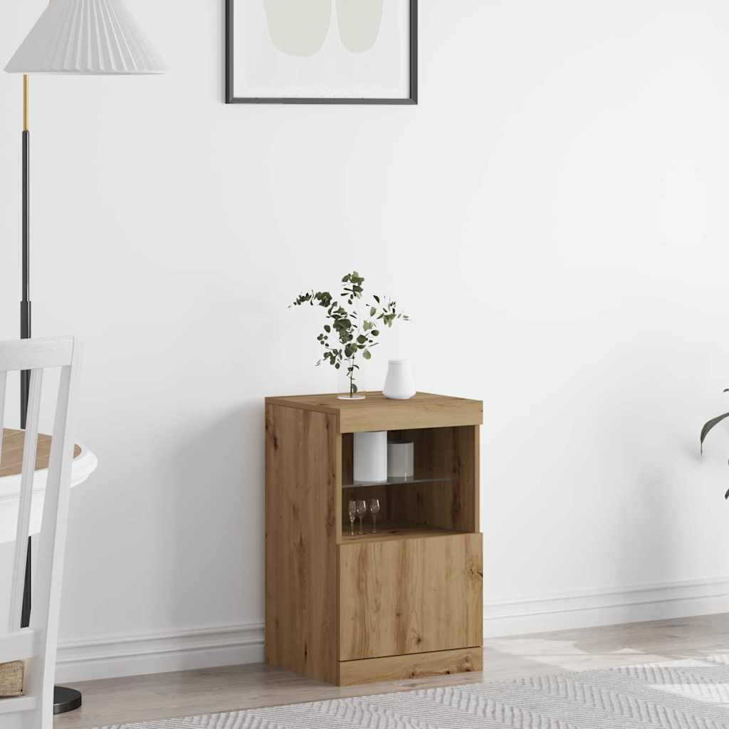 vidaXL Πλευρικό Τραπέζι LED Artisan Oak 41 x 37 x 67 εκ