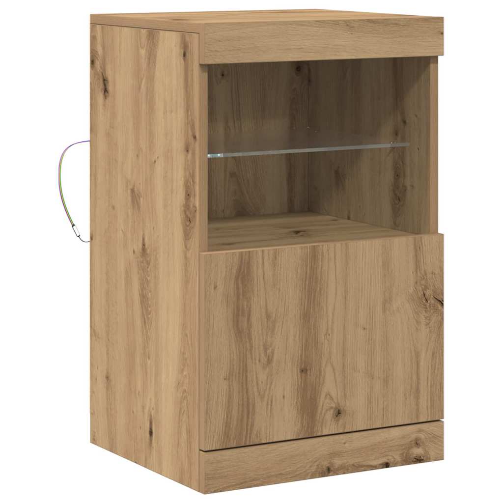 vidaXL Πλευρικό Τραπέζι LED Artisan Oak 41 x 37 x 67 εκ