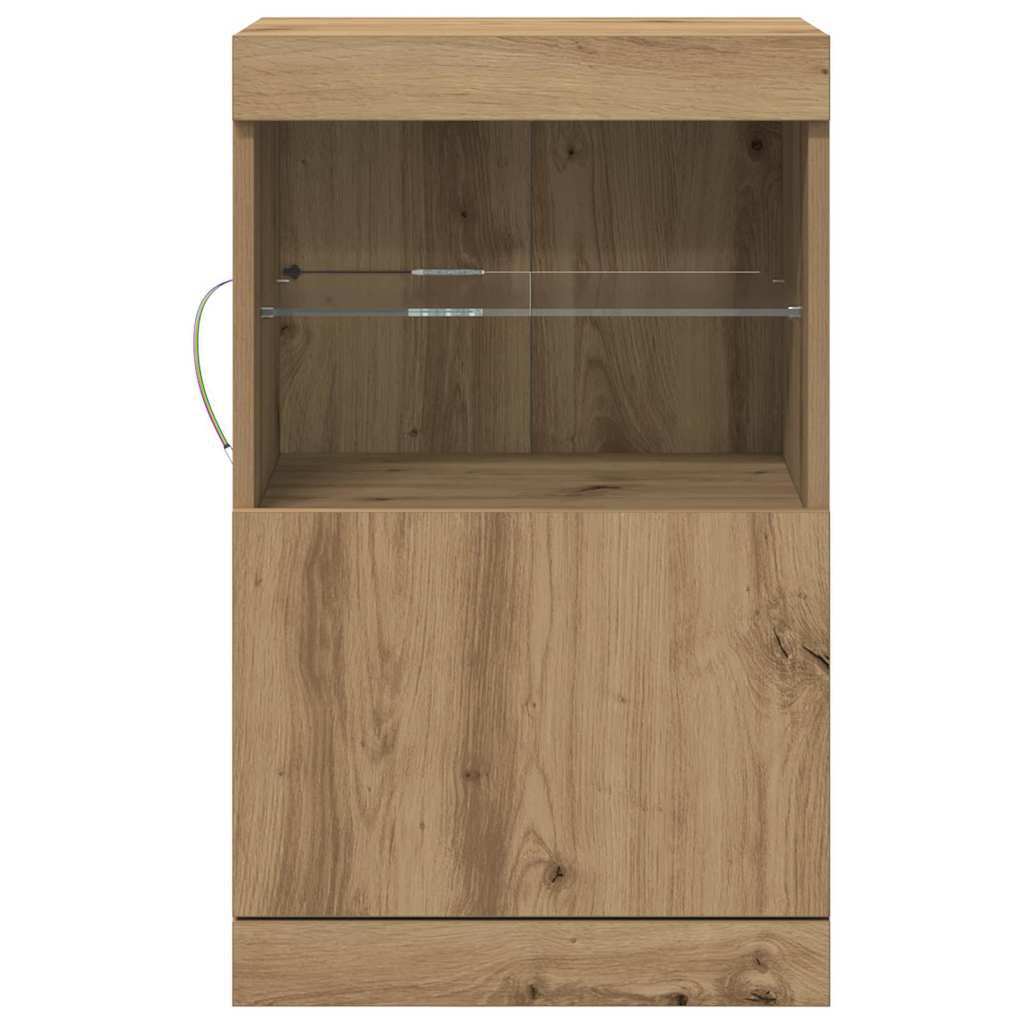 vidaXL Πλευρικό Τραπέζι LED Artisan Oak 41 x 37 x 67 εκ