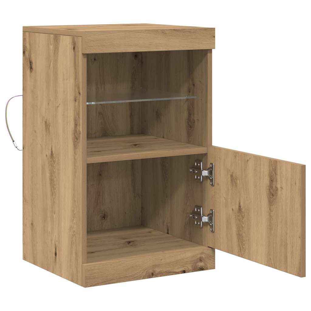 vidaXL Πλευρικό Τραπέζι LED Artisan Oak 41 x 37 x 67 εκ