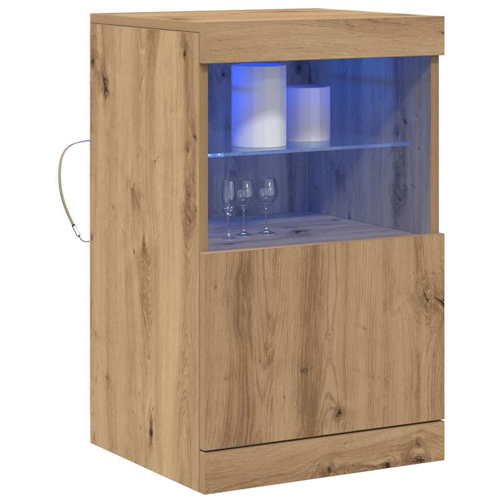 vidaXL Πλευρικό Τραπέζι LED Artisan Oak 41 x 37 x 67 εκ