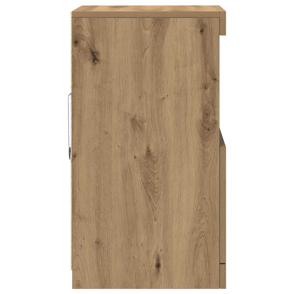 vidaXL Πλευρικό Τραπέζι LED Artisan Oak 41 x 37 x 67 εκ