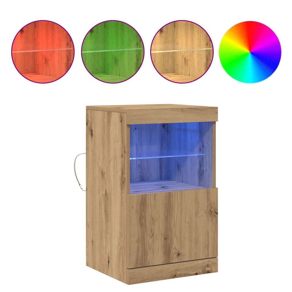 vidaXL Πλευρικό Τραπέζι LED Artisan Oak 41 x 37 x 67 εκ