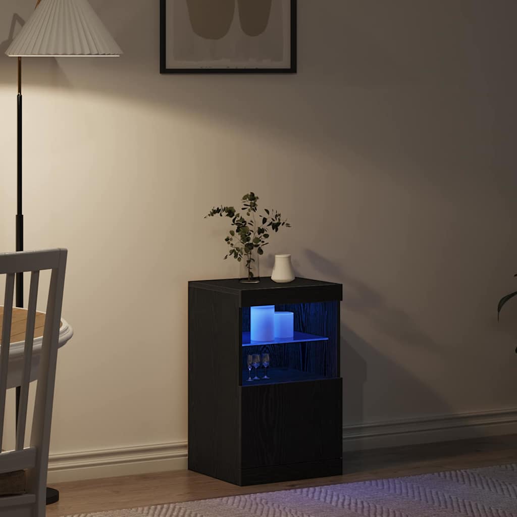 vidaXL Πλευρικό Τραπέζι LED Μαύρη Οξυά 41 x 37 x 67 εκ