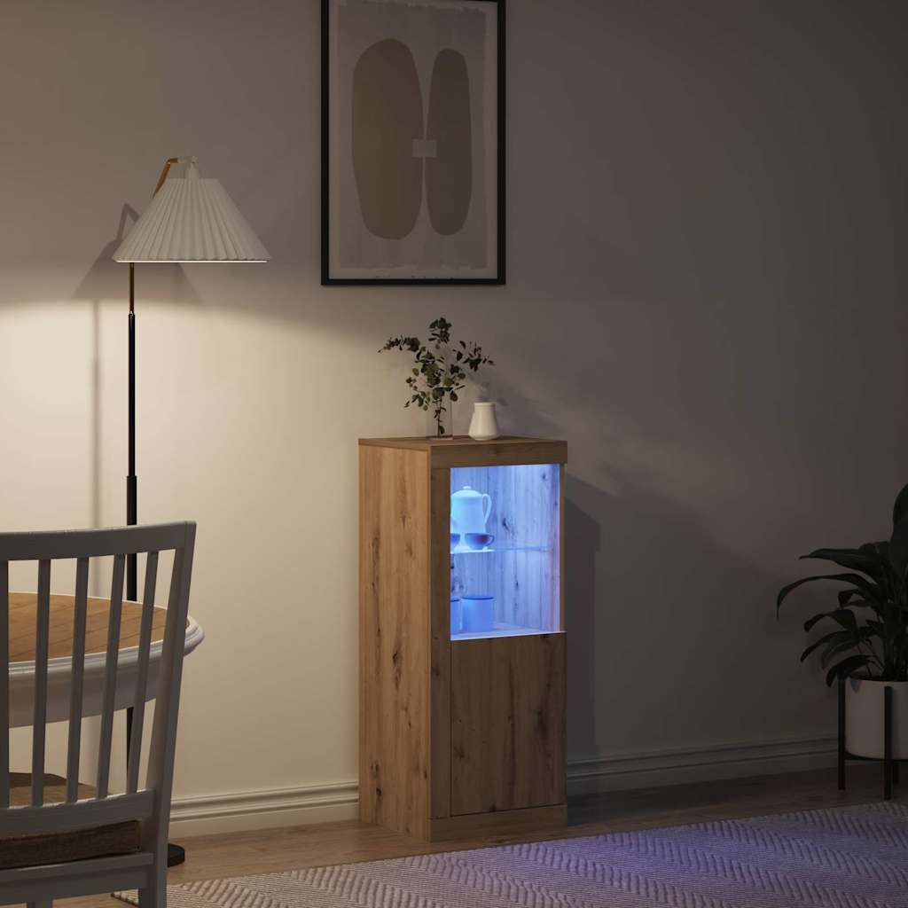 vidaXL Πλευρικό Τραπέζι LED Artisan Oak 41 x 37 x 100 εκ