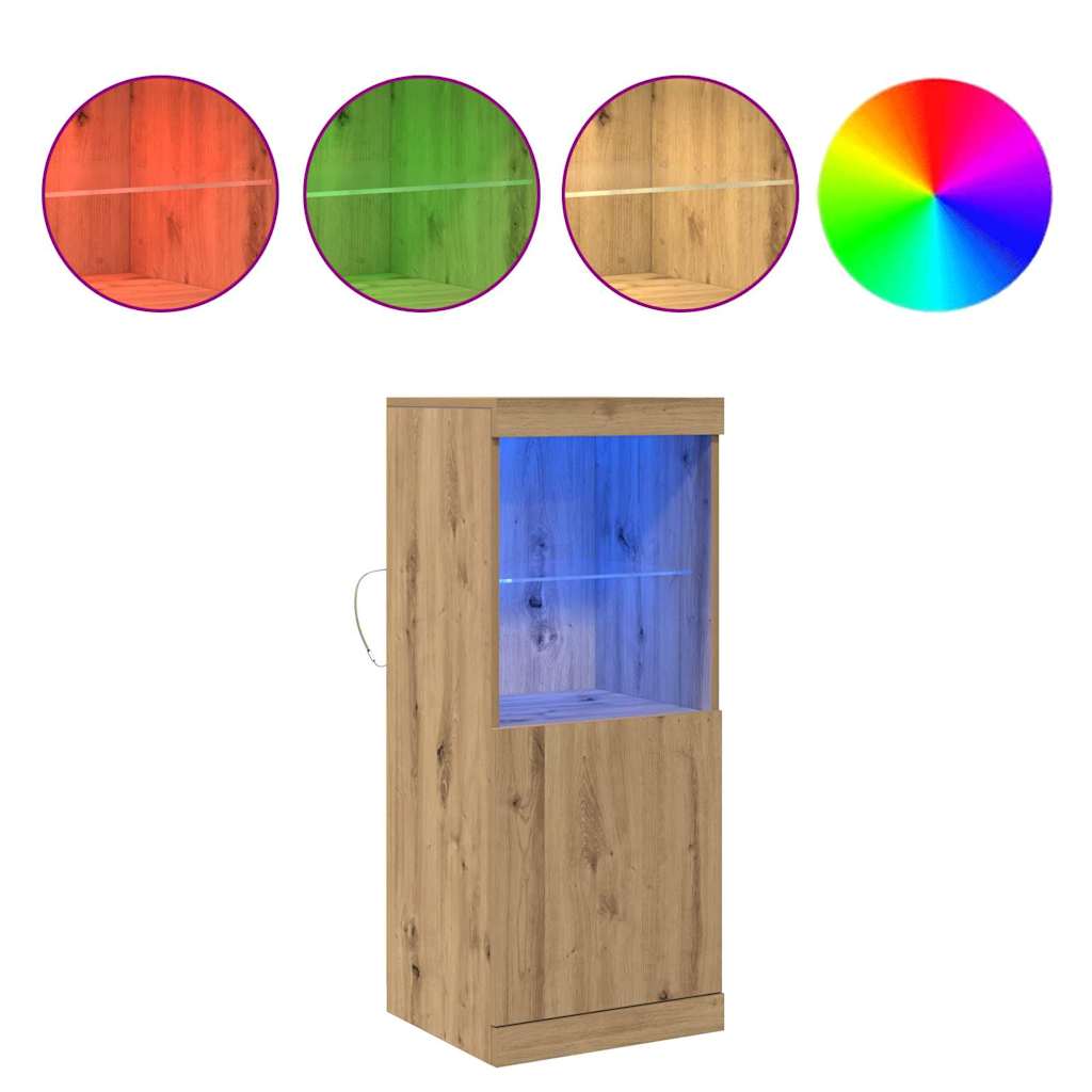 vidaXL Πλευρικό Τραπέζι LED Artisan Oak 41 x 37 x 100 εκ