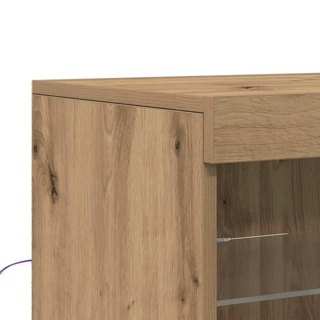 vidaXL Πλευρικό Τραπέζι LED Artisan Oak 60,5 x 37 x 67 εκ