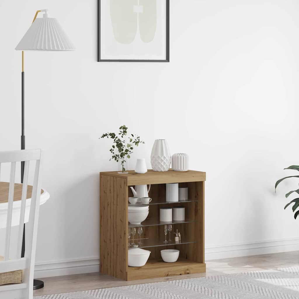 vidaXL Πλευρικό Τραπέζι LED Artisan Oak 60,5 x 37 x 67 εκ
