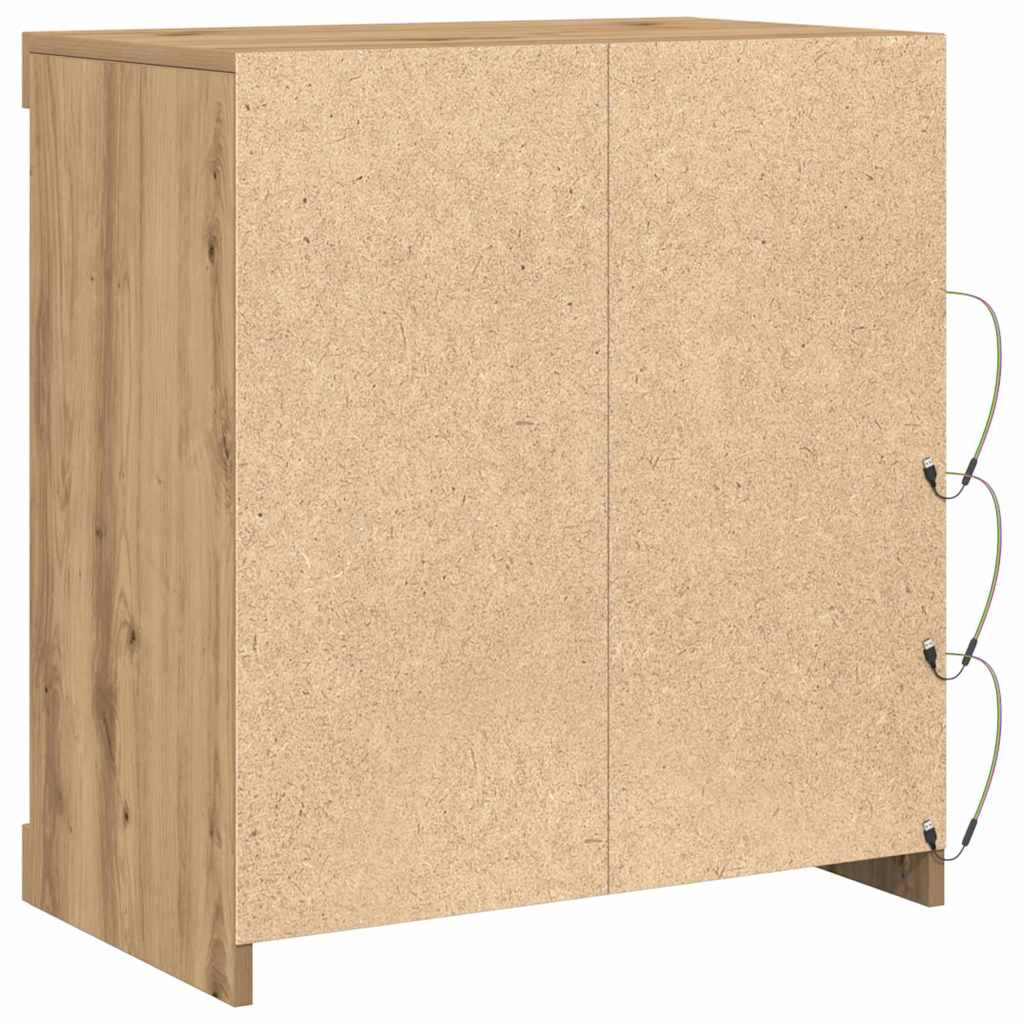 vidaXL Πλευρικό Τραπέζι LED Artisan Oak 60,5 x 37 x 67 εκ