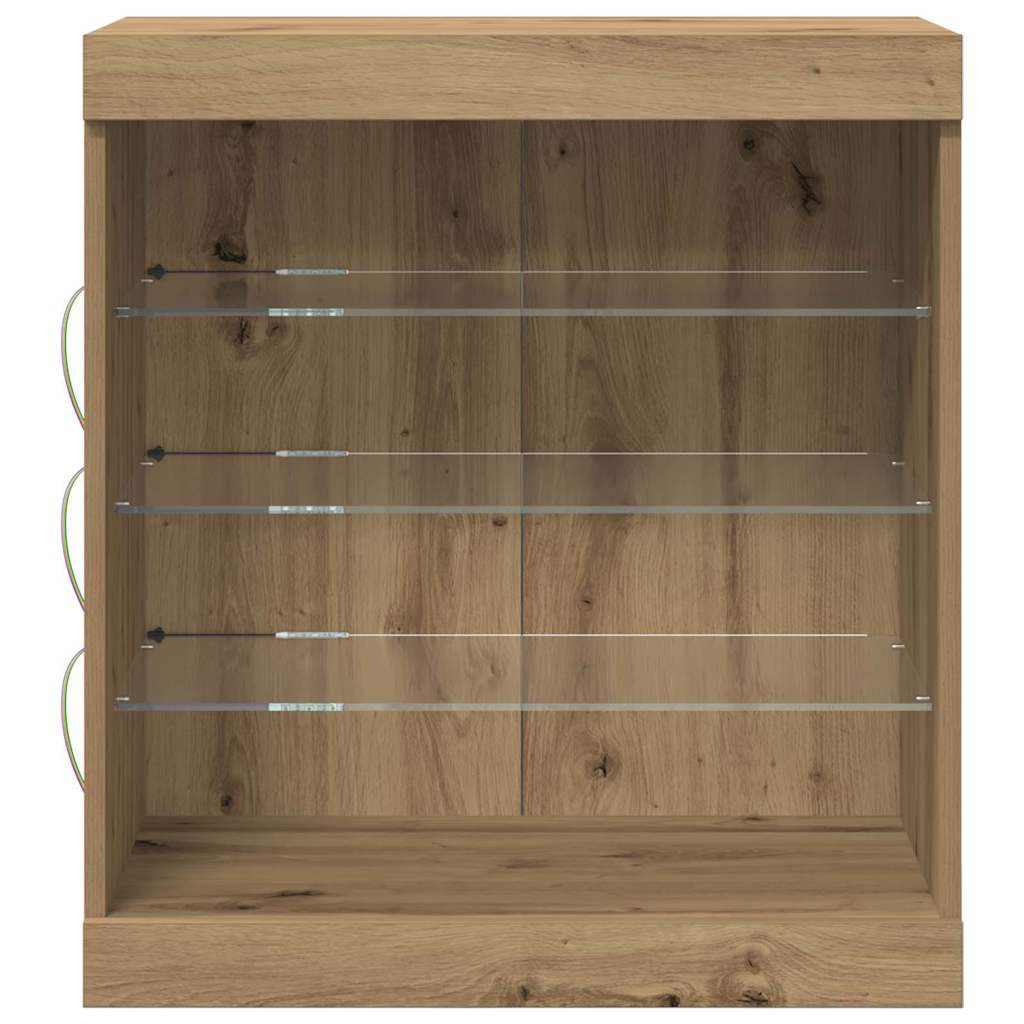 vidaXL Πλευρικό Τραπέζι LED Artisan Oak 60,5 x 37 x 67 εκ