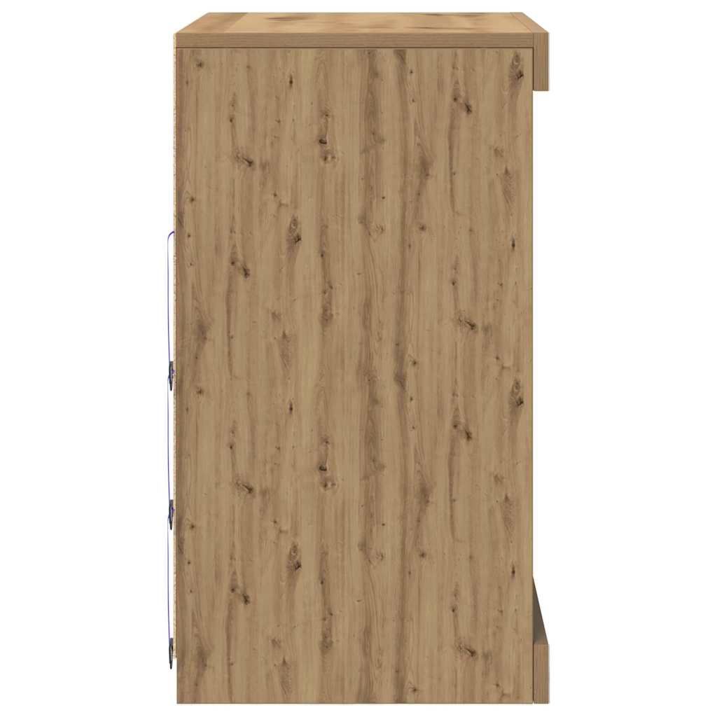 vidaXL Πλευρικό Τραπέζι LED Artisan Oak 60,5 x 37 x 67 εκ