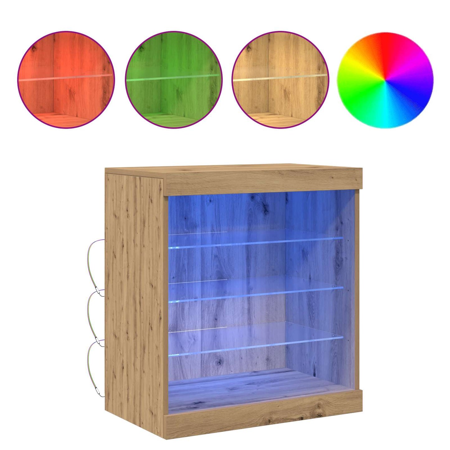 vidaXL Πλευρικό Τραπέζι LED Artisan Oak 60,5 x 37 x 67 εκ