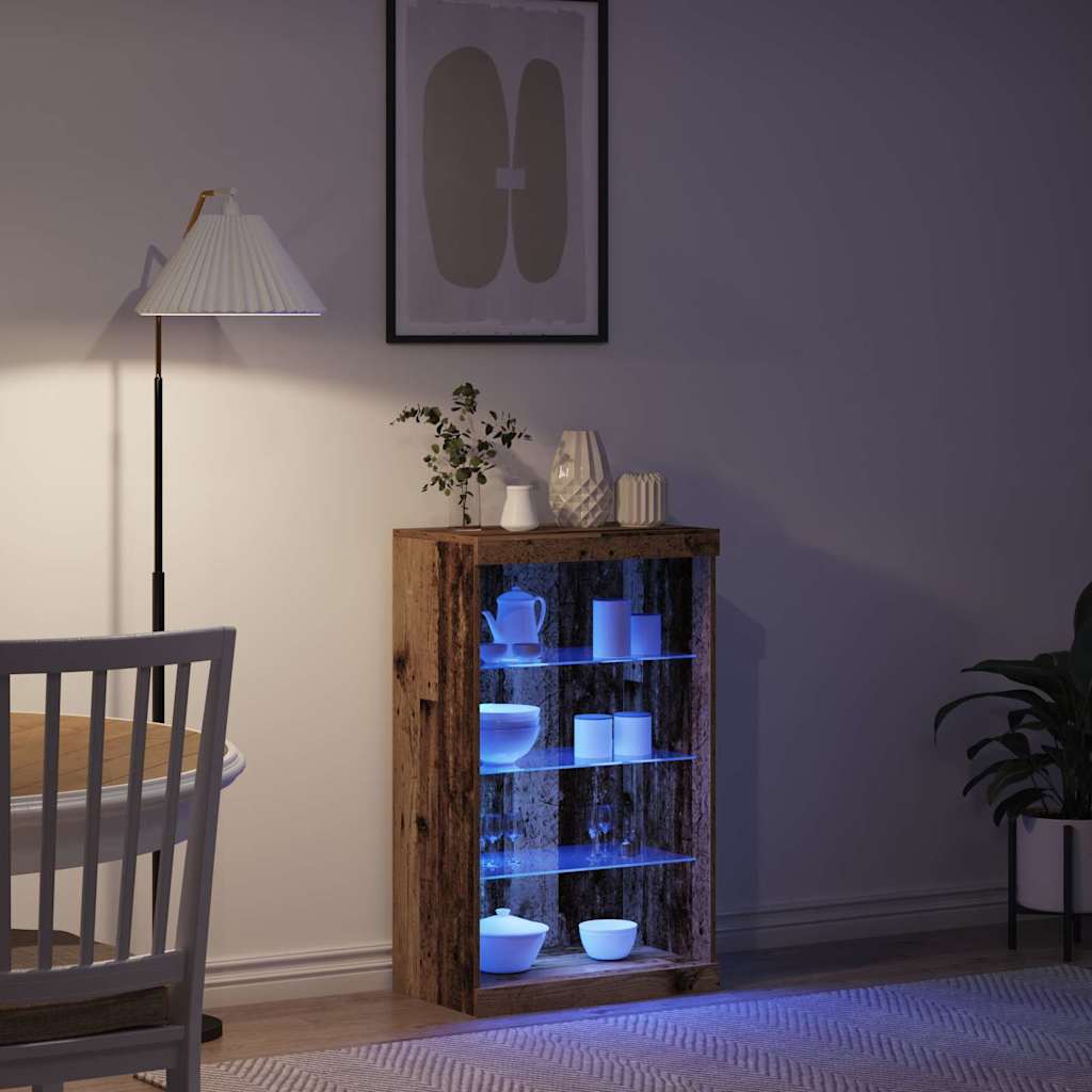 vidaXL Πλευρικό Τραπέζι LED Παλιό ξύλο 60,5 x 37 x 100 εκ