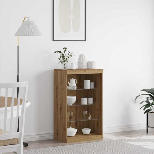 vidaXL Πλευρικό Τραπέζι LED Artisan Oak 60,5 x 37 x 100 εκ
